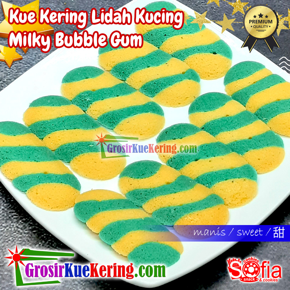 Kue Lidah Kucing Bubble Gum Sofia Premium (stoples +-340g)