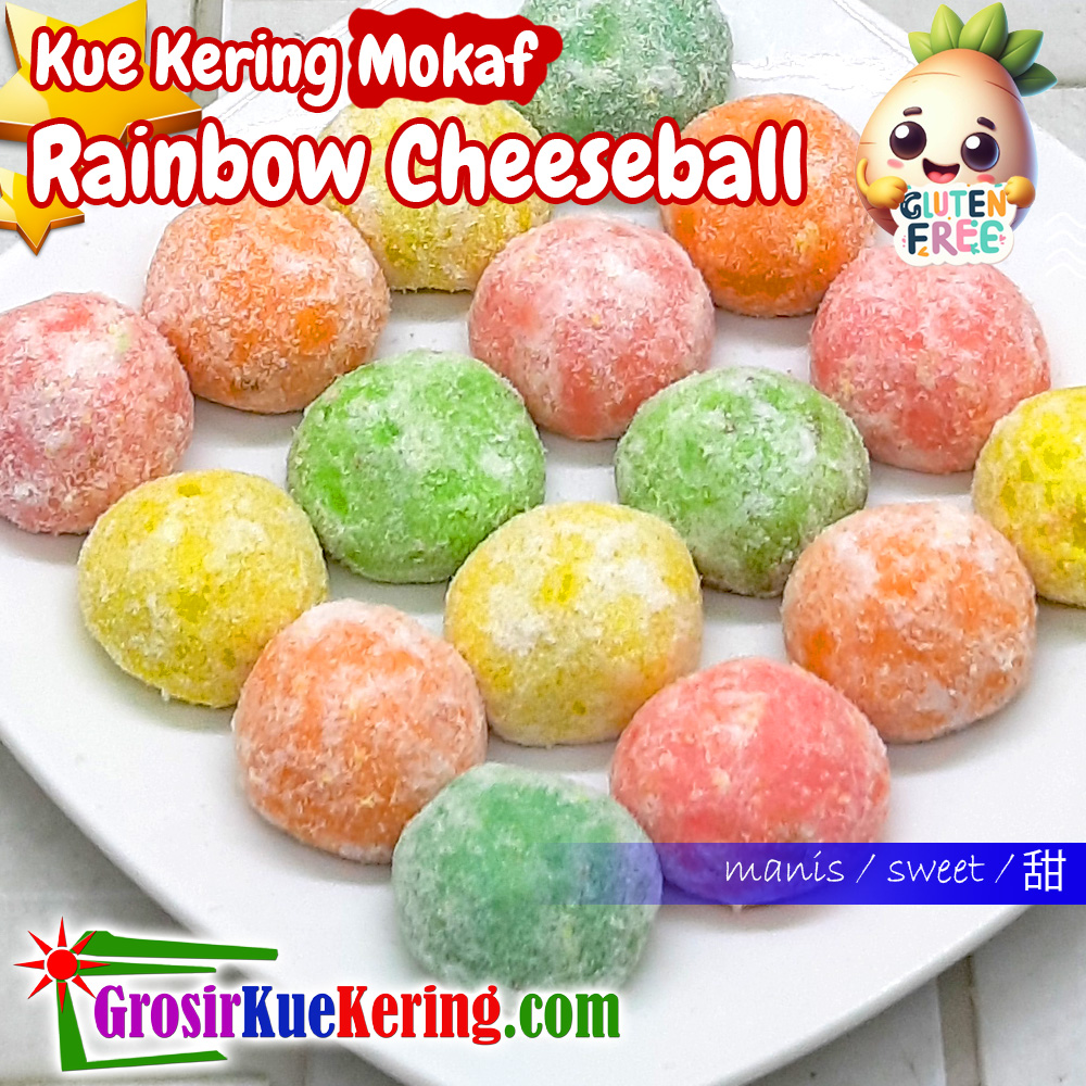 Kue Mokaf Rainbow Cheeseball
