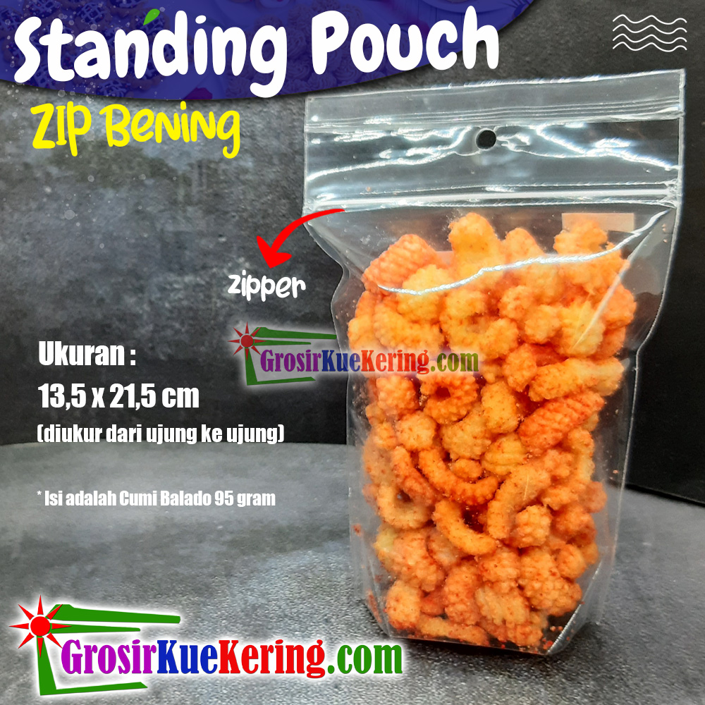 Standing Pouch Zip 13,5x21,5cm Bening (100pcs)