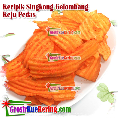 Keripik Singkong Gelombang Keju Pedas 